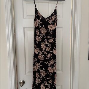 Forever 21 Black and Pink Floral Maxi Dress